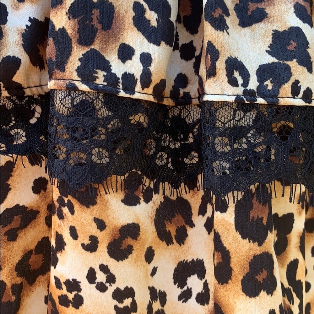 ❌DONATED❌Brown Black Leopard Cheetah Print Elastic Waistband Ruffle Skirt - Picture 4 of 8
